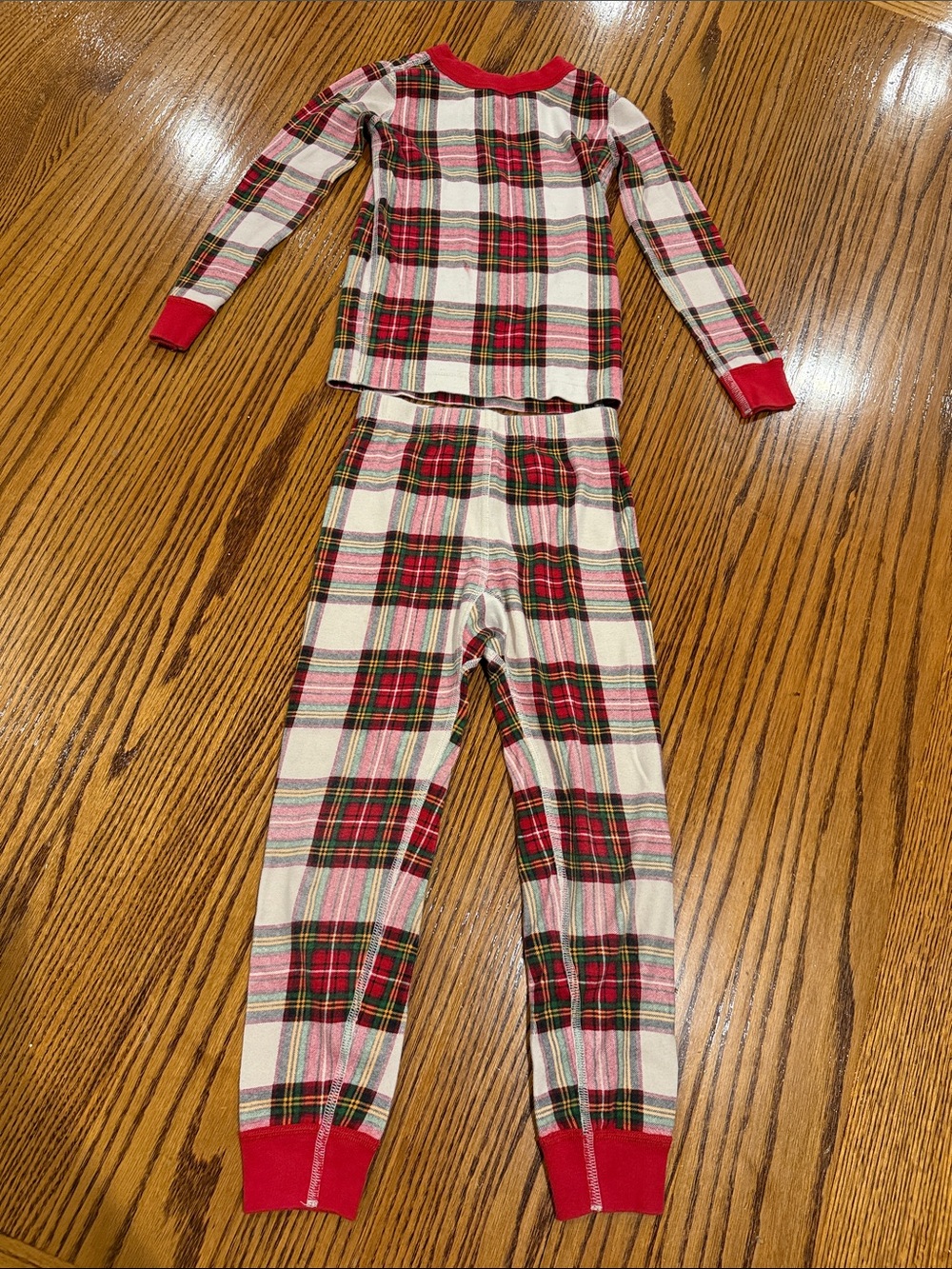 Hanna Andersson Red & Cream Plaid Kids Thermal Pajama Set